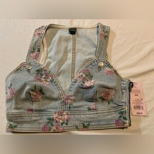Floral Denim Crop Top